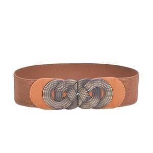 Womens Elastic Stretch Belt Wide Cinch Waistband With‎ Interlocking Buckle